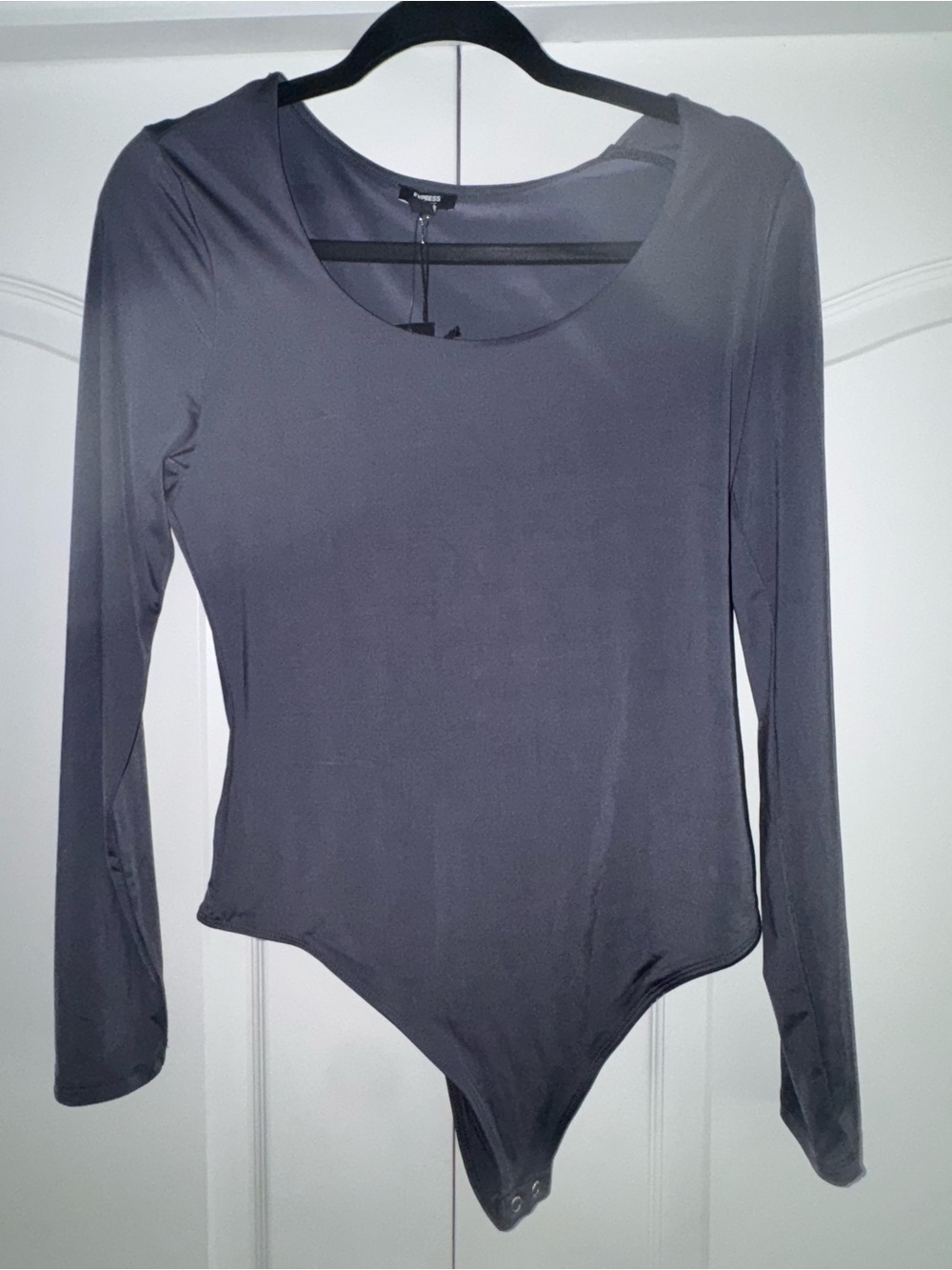 Express Charcoal Long-Sleeve Scoop Neck Bodysuit